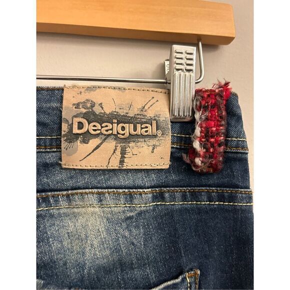 Desigual The Fun Slim Fit Jeans Yarn tweed accent size 26 Y2K low-rise - Picture 3 of 14